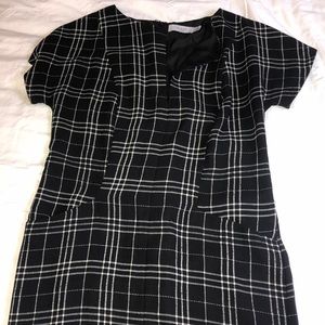 Black and white plaid dress with pockets
